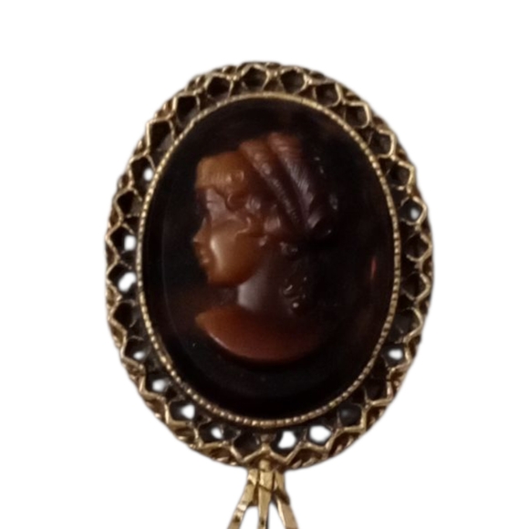 Vintage Gold Cameo Tiny Mirror - Picture 3 of 4